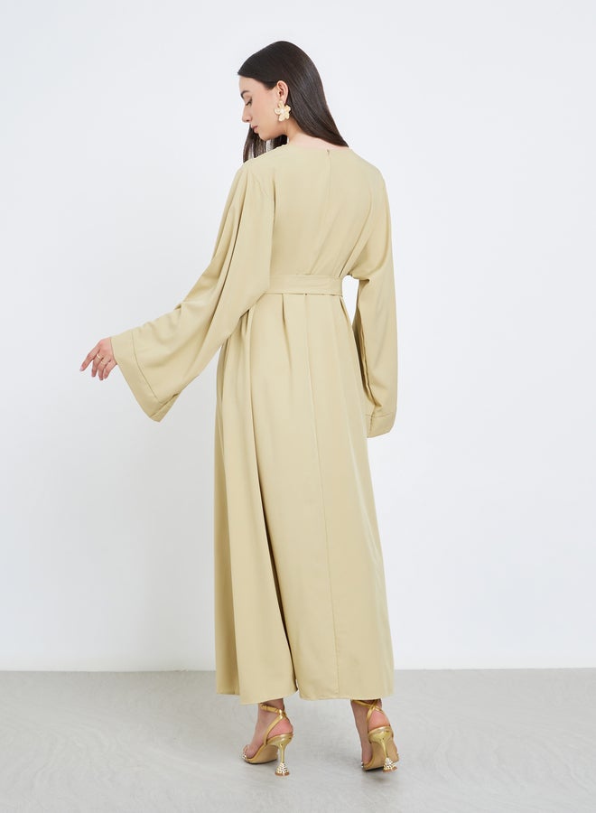 تايك تو عباية طويلة بأكمام طويلة بحزام - Image 5