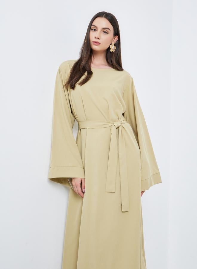 Take Two Solid Long Sleeve Belted Abaya - Image 3