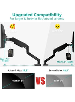 Generic Single Monitor Mount, Gas Spring Monitor Arm for 17-34 inch Screens, Adjustable Computer Monitors Stand, with Clamp and Grommet Base, Black  - Image 5