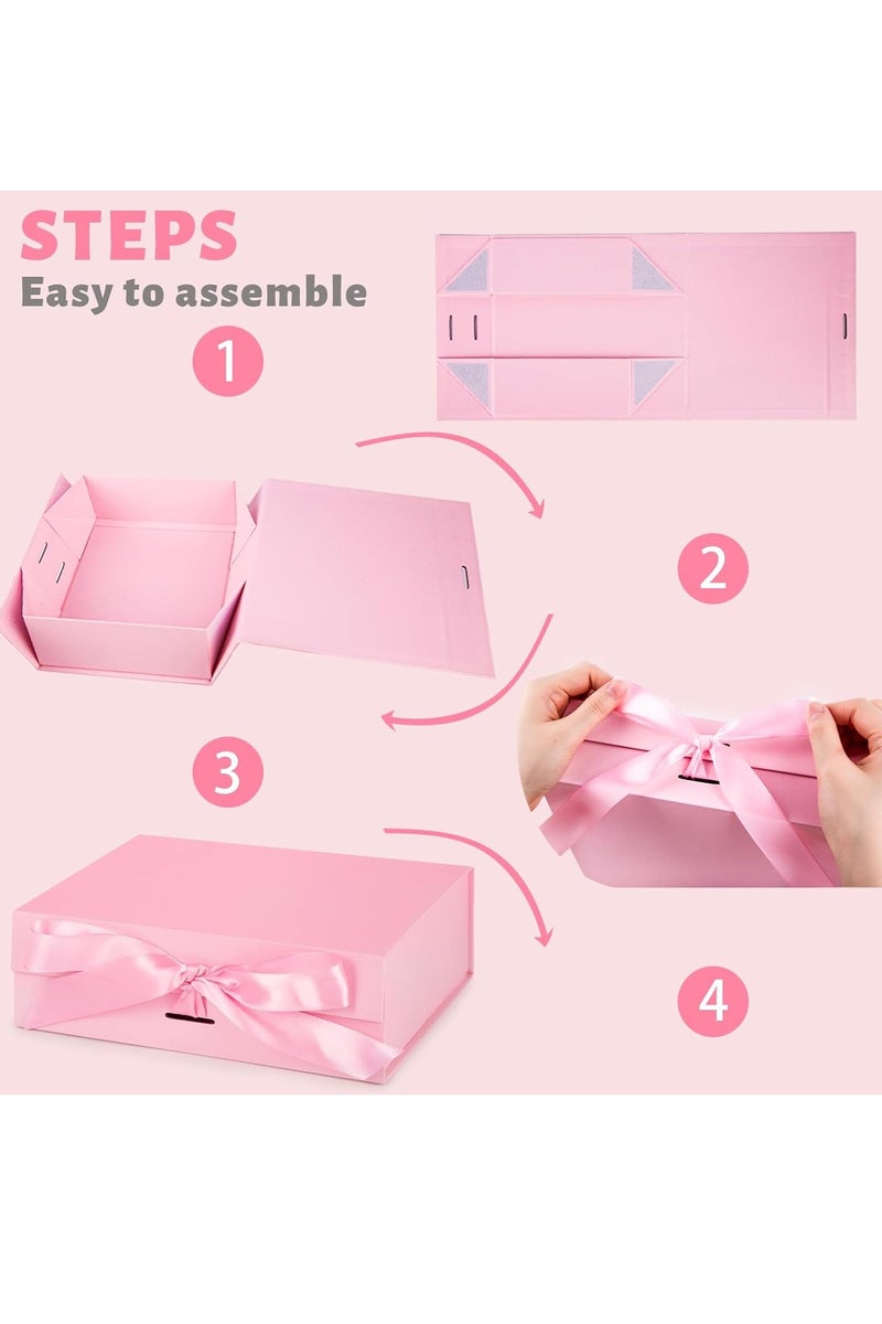 Flushrenic Pink Gift Box,  Gift Boxes For Presents With Lids and Magnetic Closure Collapsible For Bridesmaid Proposal, Weddings, Anniversary Present - Image 3