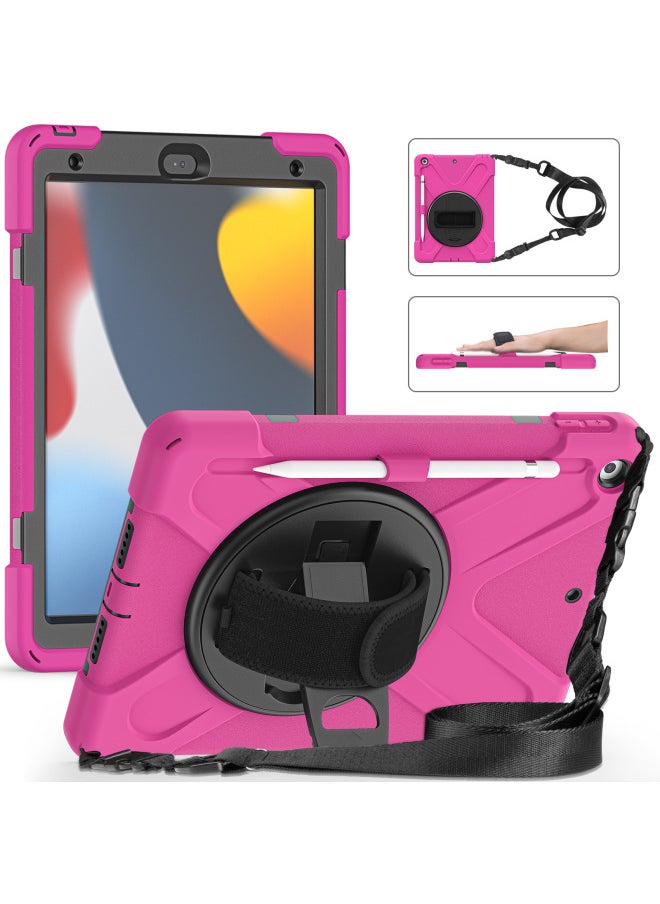 Generic - 2025 Ipad Protective Cover 10.2 Inch Silicone PC Full Package For Apple Tablet IpadAir11 Shell 10th-Color:Rose Red-Applicable Model:Ipad Mini4/5 (with Pen Tray) - Image 1