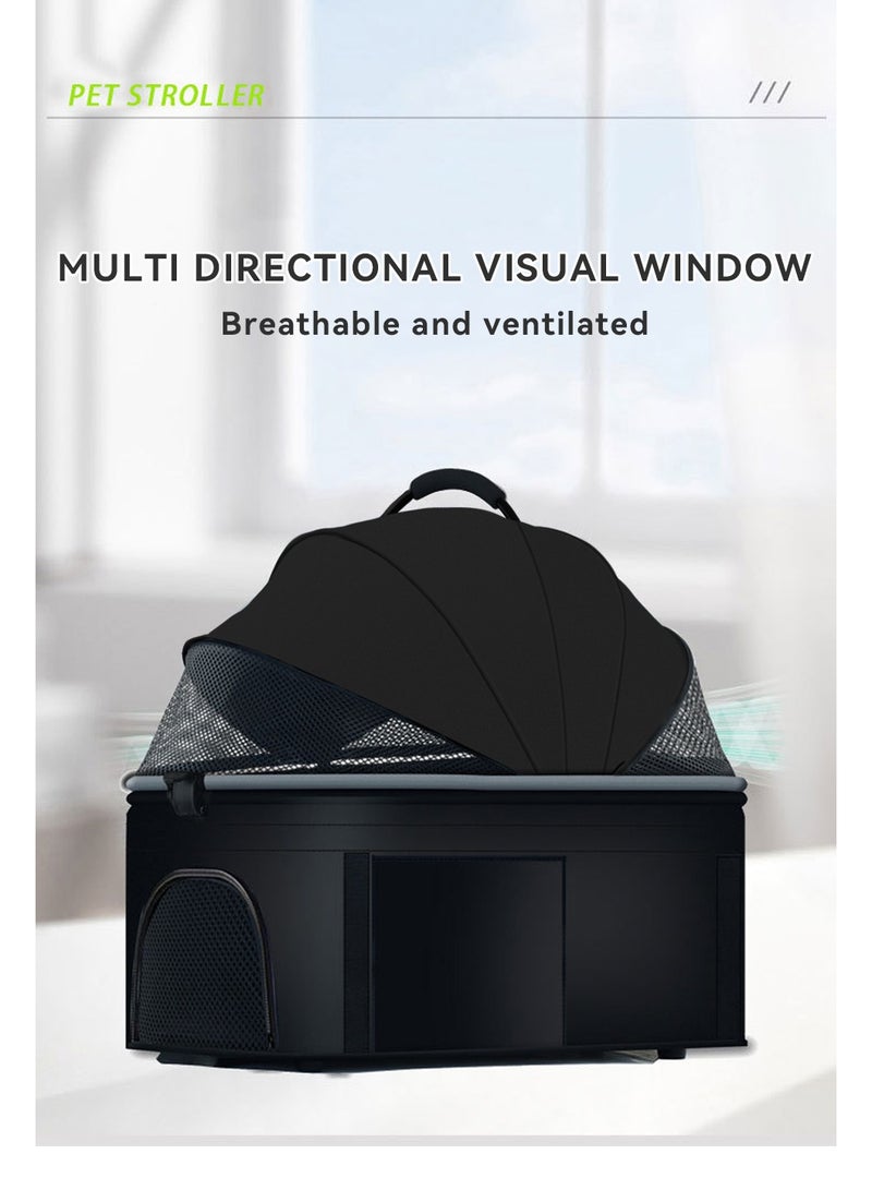 ليوكور 3 في 1 عربة الكلاب الأليفة للكلاب الصغيرة والمتوسطة 10-50 رطل (4-22kg) ، حقيبة الحيوانات الأليفة المحمولة القابلة للفصل ، سلة التخزين ، مقعد السيارة ، عربة الجرو متعددة الوظائف ، عربة الكلاب القابلة للطي (أسود) - Image 4