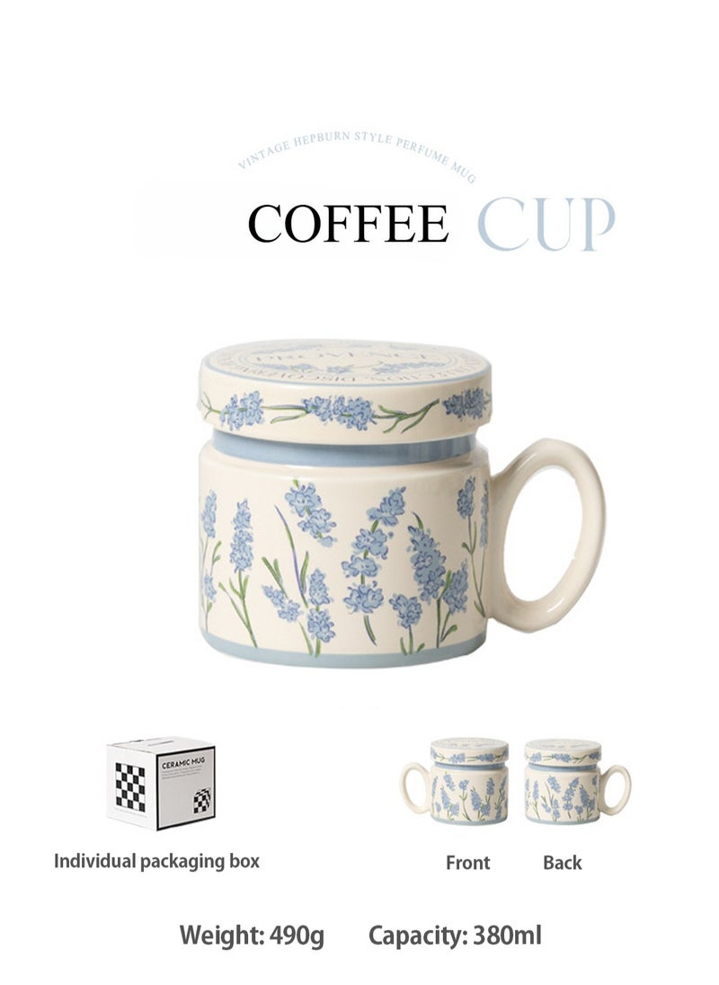 LOOPITYS Dustproof milk coffee ceramic cup, office cup, couple cup, covered ceramic coffee cup, water cup, printed gift, ceramic tea coffee cup, women's birthday gift, holiday gift  - Image 1