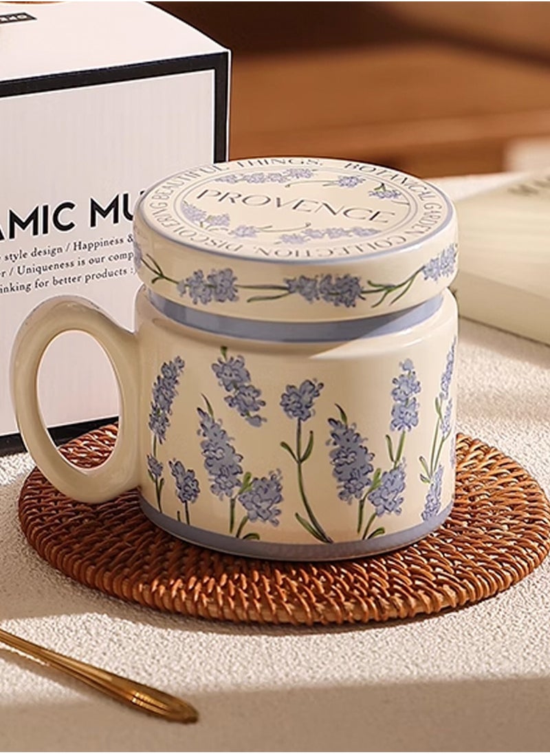 LOOPITYS Dustproof milk coffee ceramic cup, office cup, couple cup, covered ceramic coffee cup, water cup, printed gift, ceramic tea coffee cup, women's birthday gift, holiday gift  - Image 2