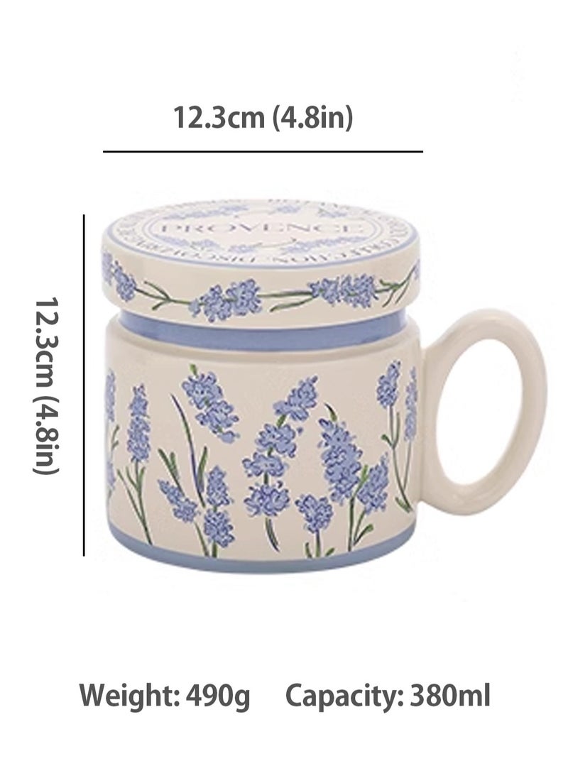 LOOPITYS Dustproof milk coffee ceramic cup, office cup, couple cup, covered ceramic coffee cup, water cup, printed gift, ceramic tea coffee cup, women's birthday gift, holiday gift  - Image 3