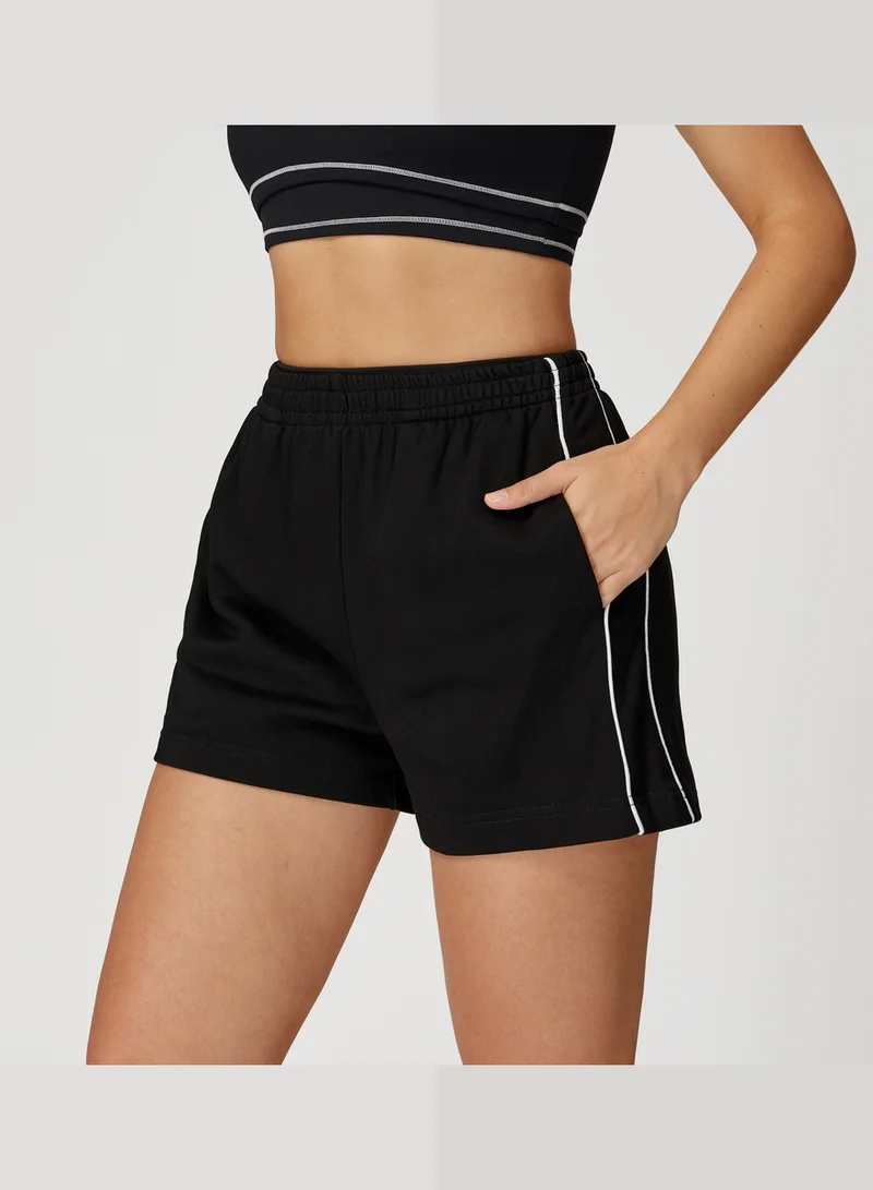 KAWN.YOGA Licorice Black High Waist Loose Fit Shorts for Women | Best Price UAE