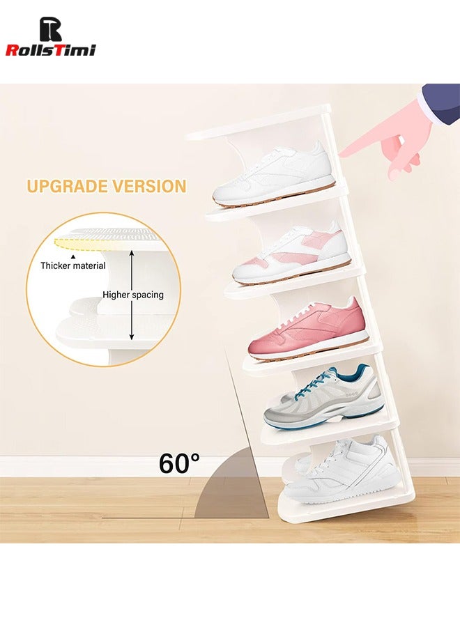 RollsTimi  6-Tier Narrow Shoe Organizer, Adjustable Cubby Shoe Rack for Closet, Free Standing Shoe Slot Tower for Entrance, White  - Image 2