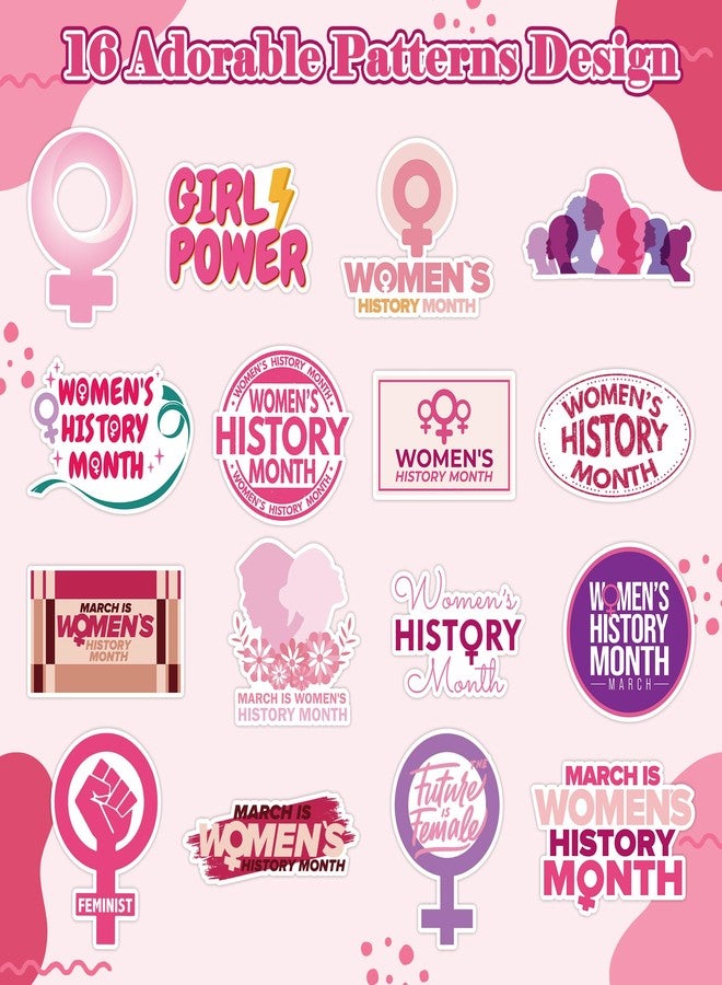 A1diee Women's History Month Stickers - 1000Pcs Girl Power Liberal Feminism Stickers Pink Empowerment Feminist Vinyl Decal for Party Supplies Gifts Bag Water Bottle Laptop Decoration, 2 Rolls - Image 3