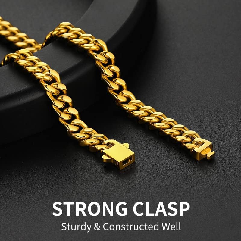 ChainsHouse Mens Gold Plated Cuban Link Chain, Miami Cuban Chain Necklace for Men, 7mm Wide Hip Hop Mens Jewelry, 20" - Image 3