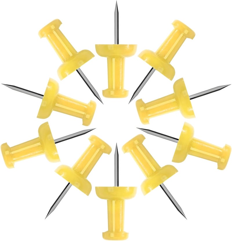 VAPKER Push Pins Tacks 120Pcs Solid Yellow Thumb Tacks Larger Size Pin Map Tacks Plastic Head with Steel Point for Bulletin Board - Image 1