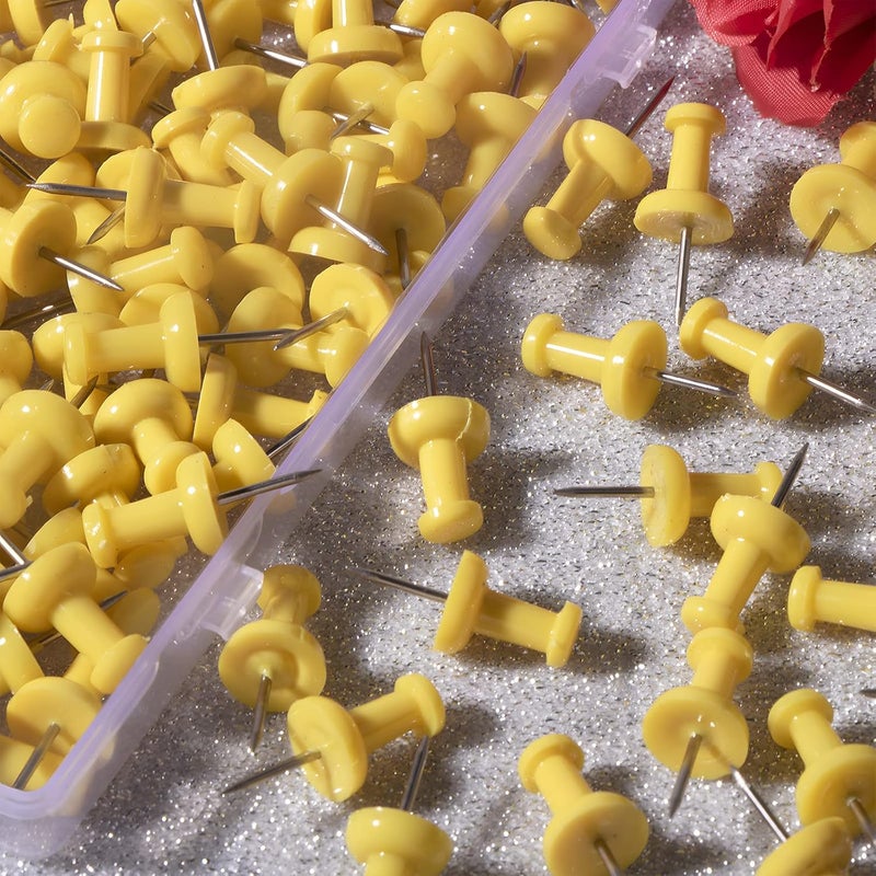 VAPKER Push Pins Tacks 120Pcs Solid Yellow Thumb Tacks Larger Size Pin Map Tacks Plastic Head with Steel Point for Bulletin Board - Image 4