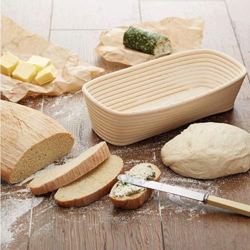 Sthrucrack 2 Pcs Banneton Bread Proofing Baskets, 25cm Oval Sourdough Proofing Basket with Linen Cloth Liner for Artisan Bread Making for Professional and Home Bakers - Image 4