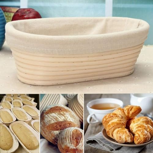 Sthrucrack 2 Pcs Banneton Bread Proofing Baskets, 25cm Oval Sourdough Proofing Basket with Linen Cloth Liner for Artisan Bread Making for Professional and Home Bakers - Image 5
