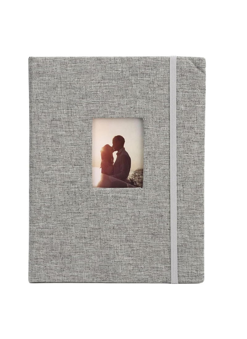 ZIKKON ZIKKON Mini Photo Album 208 Vertical Photos Natural Linen Cover Front Window Photo Album 2x3 Compatible with Fujifilm Instax Mini Film 7s 8 9 11 Polaroid 300 HP Sprocket Kpop PhotocardsGray  - Image 1