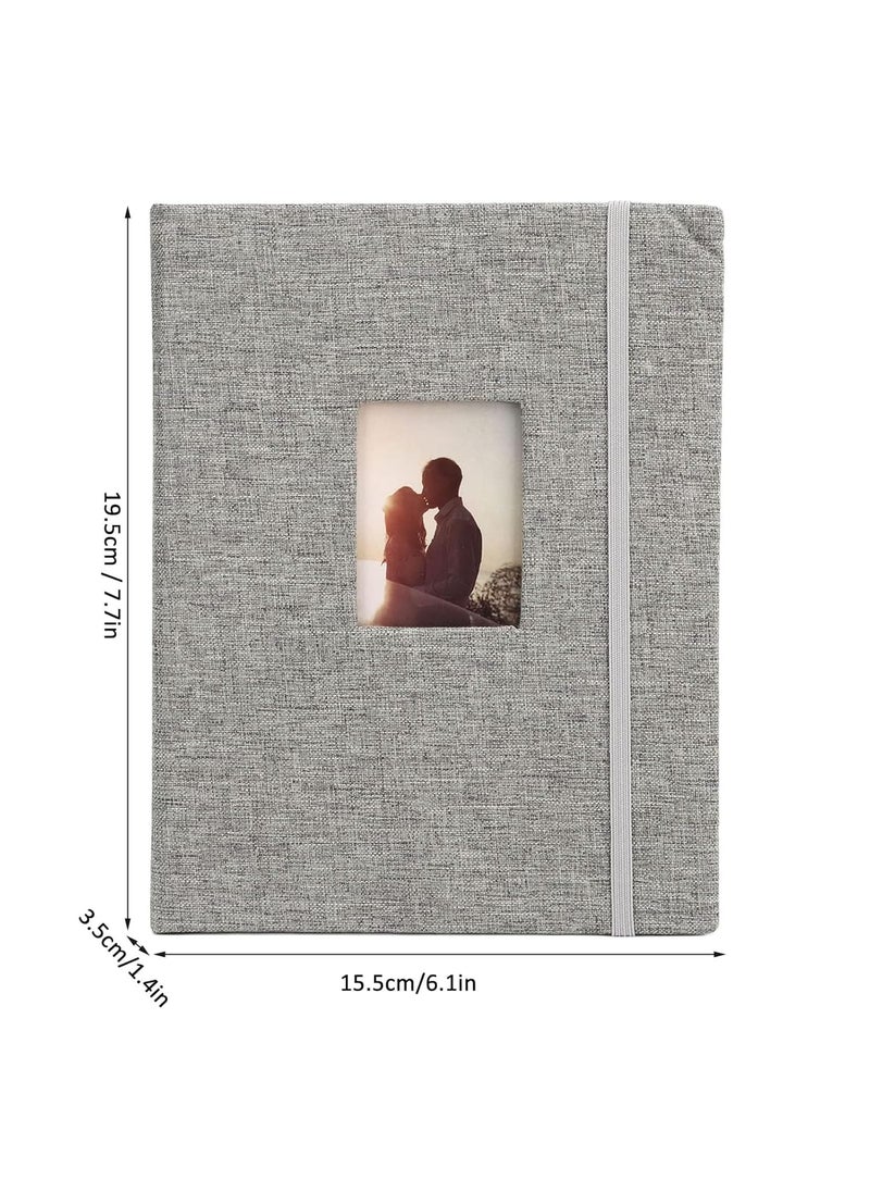 ZIKKON ZIKKON Mini Photo Album 208 Vertical Photos Natural Linen Cover Front Window Photo Album 2x3 Compatible with Fujifilm Instax Mini Film 7s 8 9 11 Polaroid 300 HP Sprocket Kpop PhotocardsGray  - Image 3