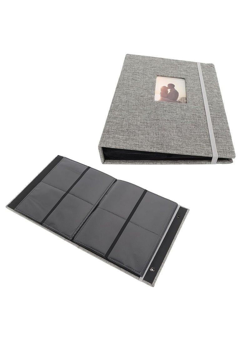 ZIKKON ZIKKON Mini Photo Album 208 Vertical Photos Natural Linen Cover Front Window Photo Album 2x3 Compatible with Fujifilm Instax Mini Film 7s 8 9 11 Polaroid 300 HP Sprocket Kpop PhotocardsGray  - Image 4