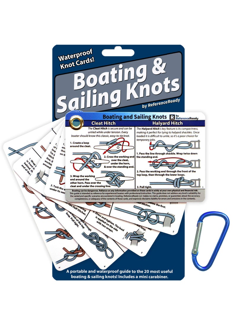 ReferenceReady ReferenceReady Boating and Sailing Knot Cards - Waterproof Guide to 20 Nautical Knots  - Image 1