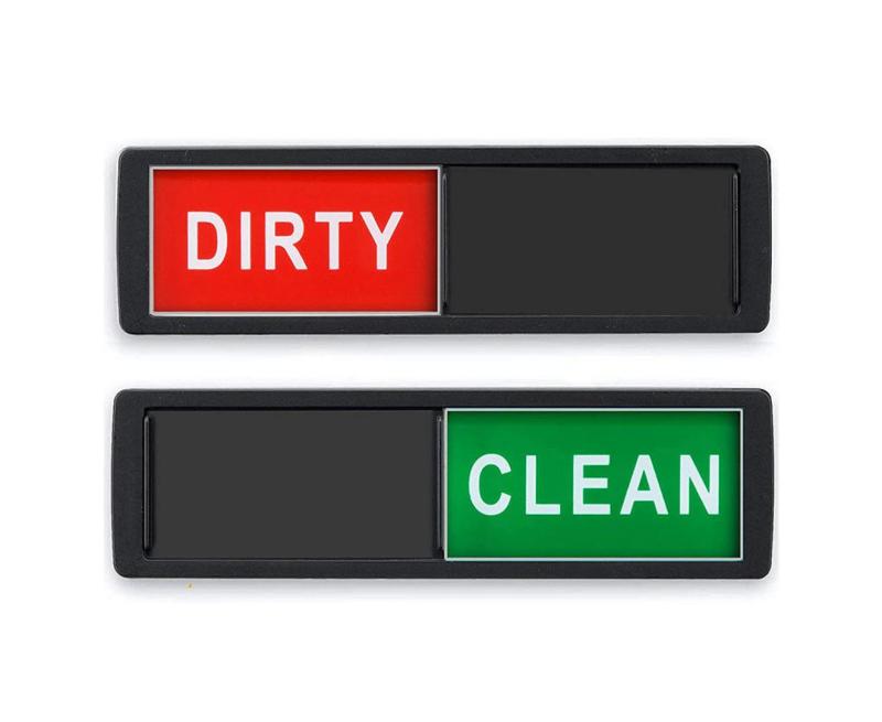 Clean Dirty Indicator Sign Dishwasher Magnet - Silver with Red/Green - Image 2