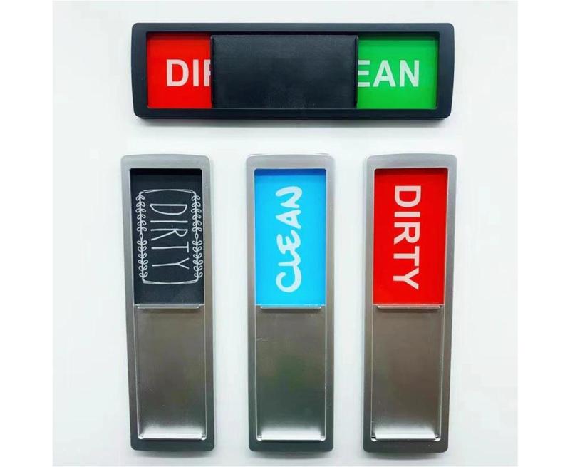 Clean Dirty Indicator Sign Dishwasher Magnet - Silver with Red/Green - Image 5