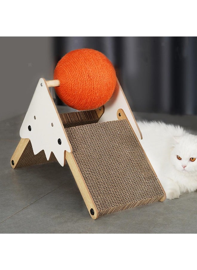 Large 3 sided Freestanding Premium Cat Scratcher Wear Resistant Grind Claws Cat Scratching Ball, 3 in 1 Double Sided Cat Scratching Boards and Exciting Ball Scratcher, Round Durable Cat Scratcher
