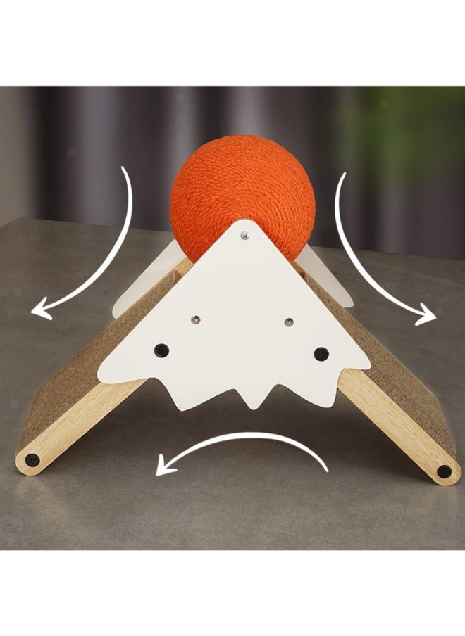 Large 3 sided Freestanding Premium Cat Scratcher Wear Resistant Grind Claws Cat Scratching Ball, 3 in 1 Double Sided Cat Scratching Boards and Exciting Ball Scratcher, Round Durable Cat Scratcher