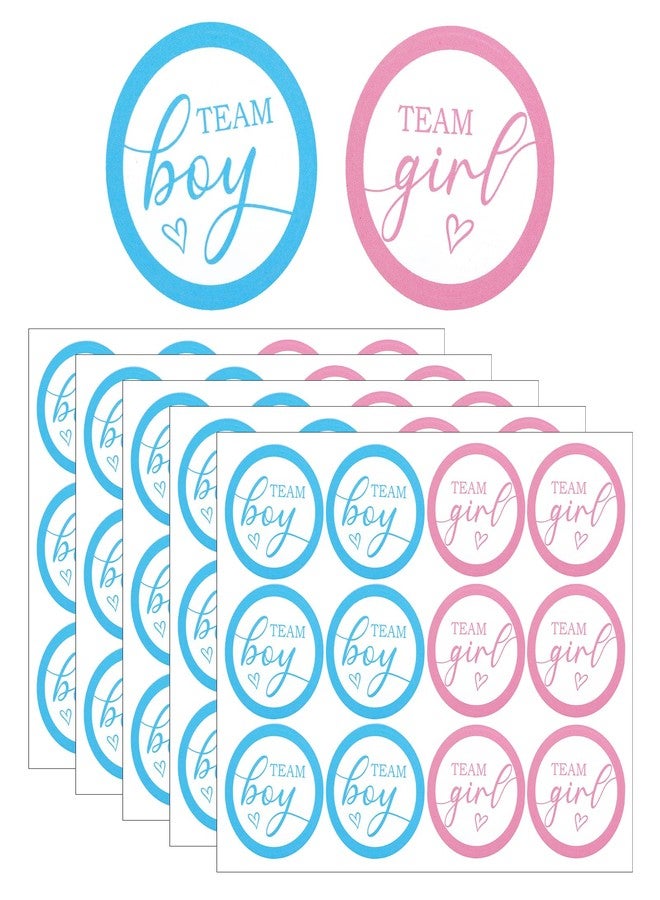 Shimmeroo 60Pcs Team Boy or Girl Gender Reveal Stickers,Team Boy or Girl Stickers Decorations Party Games Supplies (Pink,Blue) - Image 1