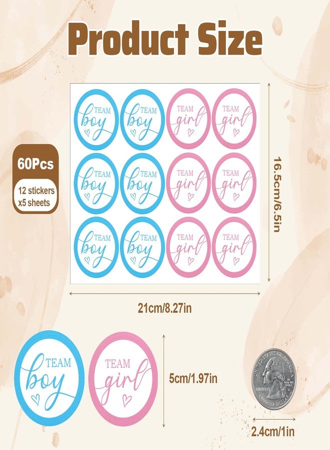 Shimmeroo 60Pcs Team Boy or Girl Gender Reveal Stickers,Team Boy or Girl Stickers Decorations Party Games Supplies (Pink,Blue) - Image 2