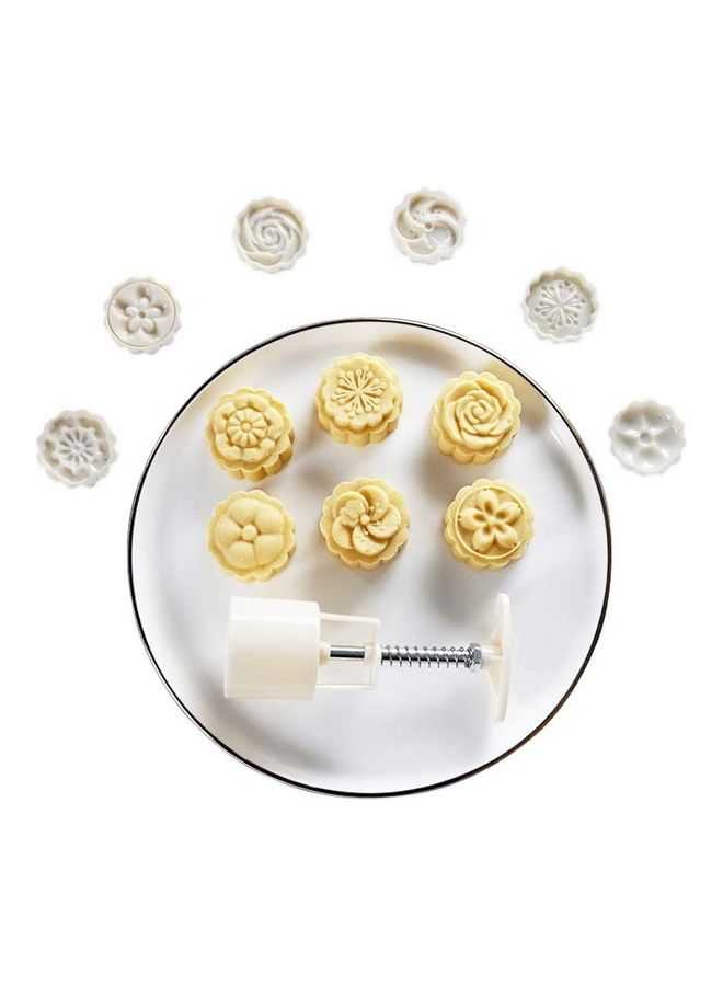 إسكدنيا طقم قوالب كيك على شكل قالب ضغط يدوي أبيض 1.8 x 6.2بوصة - Image 1