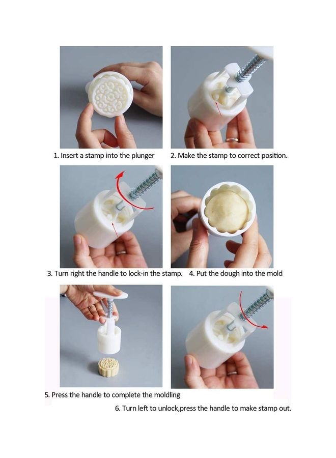 إسكدنيا طقم قوالب كيك على شكل قالب ضغط يدوي أبيض 1.8 x 6.2بوصة - Image 5