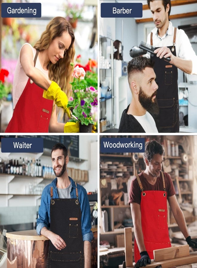 Genixart Chef Apron for Men Women with Gift Box Pack, Cross Back Apron with Pockets for Kitchen Cooking Baking Artist Painting, Cotton Canvas Work Aprons for Shop, Garden, Restaurant, Cafe (Black) - Image 5
