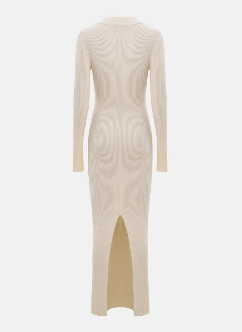 Lichi Ribbed maxi dress with high collar