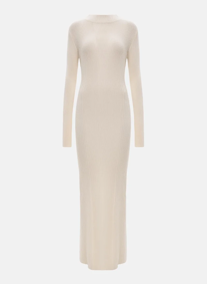 Lichi Ribbed maxi dress with high collar