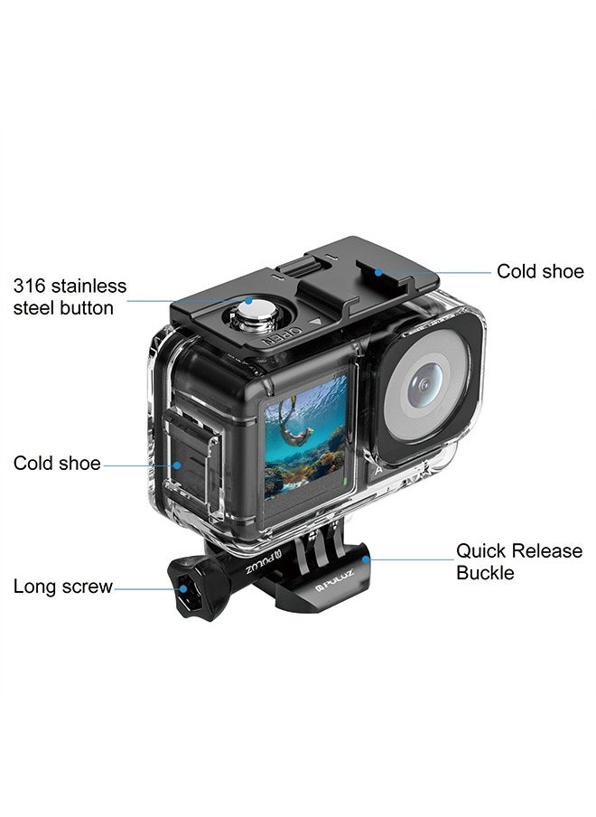 PULUZ For DJI Osmo Action 3 PULUZ 40m Underwater Waterproof Housing Diving Case with Cold Shoe & Buckle Basic Mount & Screw  - Image 2