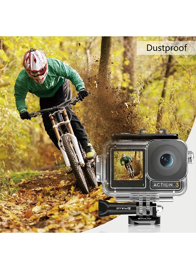PULUZ For DJI Osmo Action 3 PULUZ 40m Underwater Waterproof Housing Diving Case with Cold Shoe & Buckle Basic Mount & Screw  - Image 5