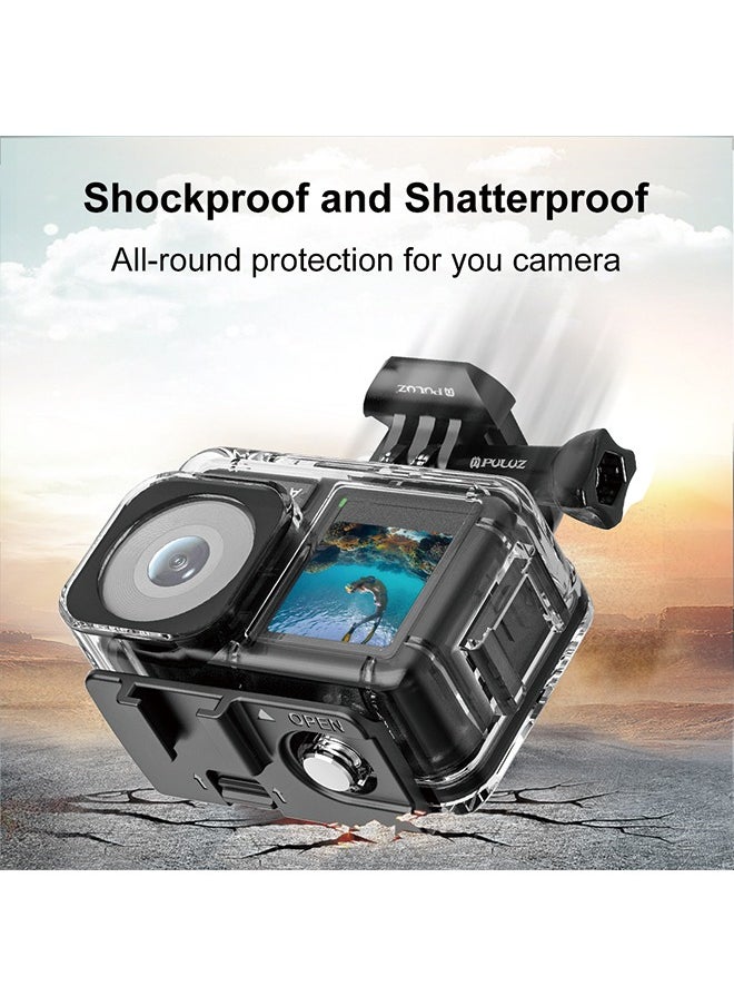 For DJI Osmo Action 3 PULUZ 40m Underwater Waterproof Housing Diving Case with Cold Shoe & Buckle Basic Mount & Screw