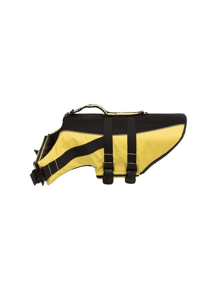 تريكسي أصفر مع سترة نجاة سوداء للكلاب - Image 2