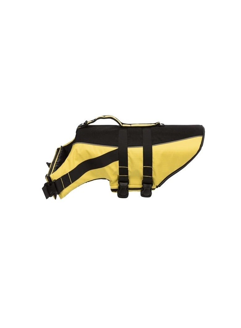 تريكسي أصفر مع سترة نجاة سوداء للكلاب - Image 3