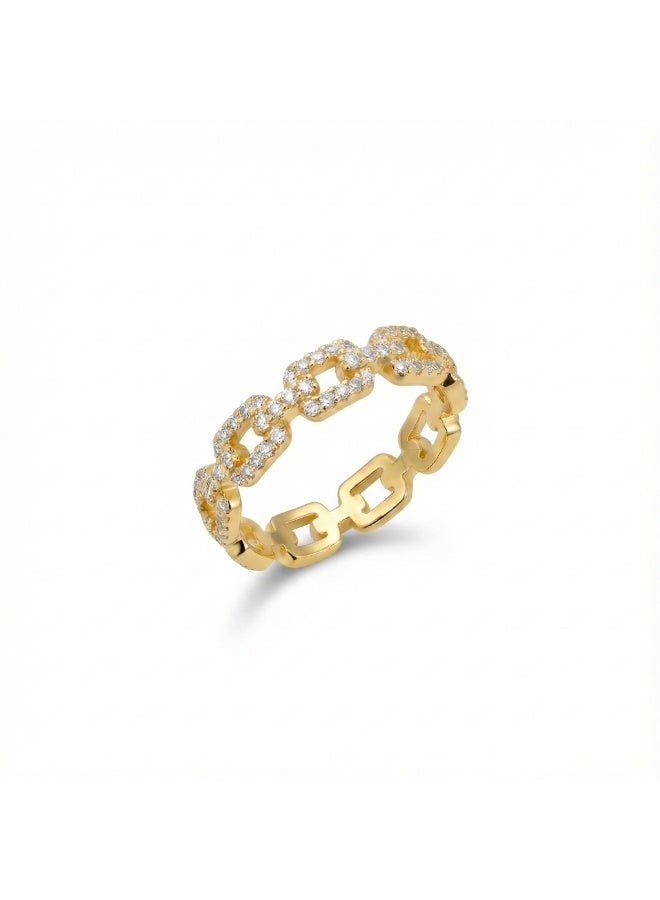 LAVEEN JEWELLERY Heart Solitaire & Pavé Chain Ring Set – 925 Sterling Silver, 18K Gold Plated, Cubic Zirconia, Stackable Luxury Rings for Women with Jewelry Box - Image 5