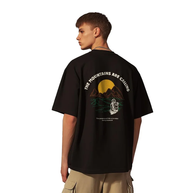 نوبيرو تيشيرت رجالي أسود كبير بطبعة