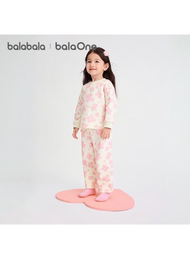 Balabala Kids Homewear Set Girls New Spring Autumn Fleece Pajamas Sweet Red New Year