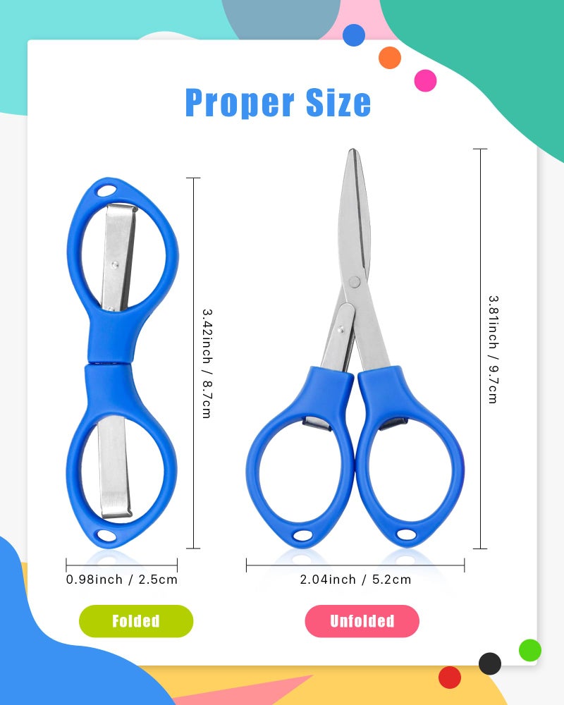 YETOOME 6 Pcs Folding Scissors, Small Stainless Steel Foldable Scissors, Portable Mini Travel Scissors for Home Travel School Office - Image 2