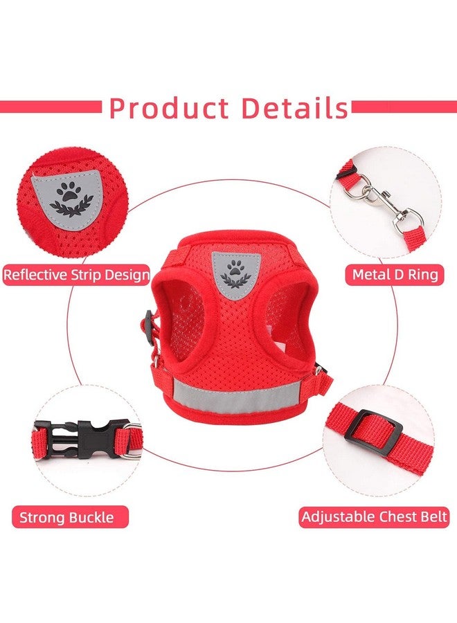 NCMAMA Cat Vest Harness and Small Dog Vest Harness for Walking, All Weather Mesh Harness, Cat Vest Harness with Reflective Strap, Step in Adjustable Harness for Small Cats (Red, XS) - Image 4