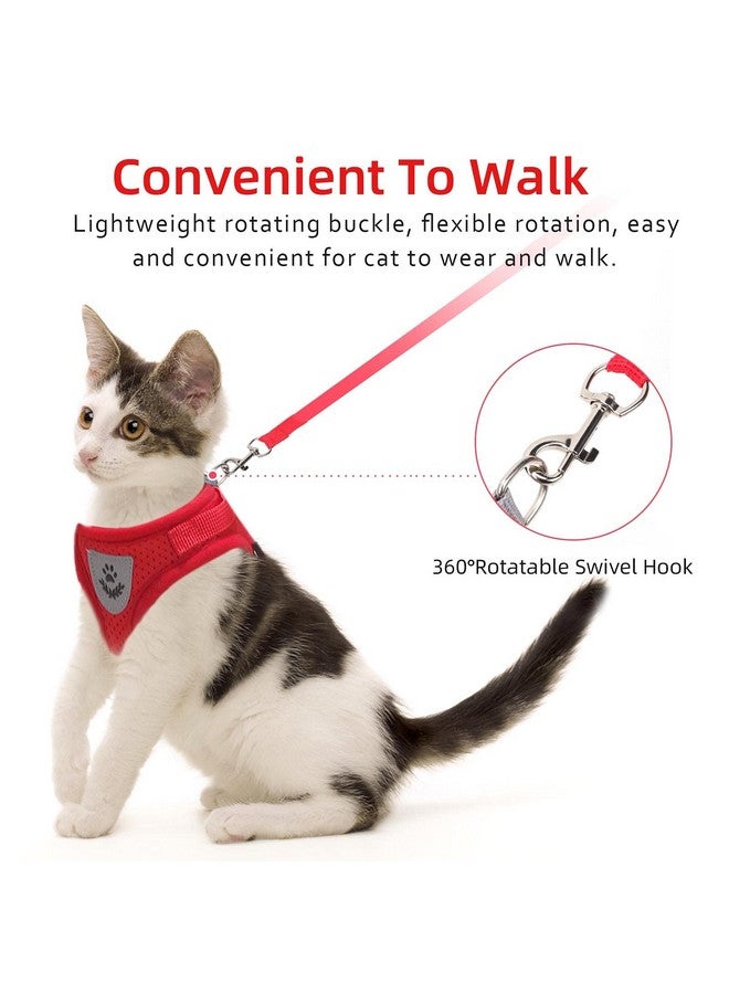 NCMAMA Cat Vest Harness and Small Dog Vest Harness for Walking, All Weather Mesh Harness, Cat Vest Harness with Reflective Strap, Step in Adjustable Harness for Small Cats (Red, XS) - Image 3