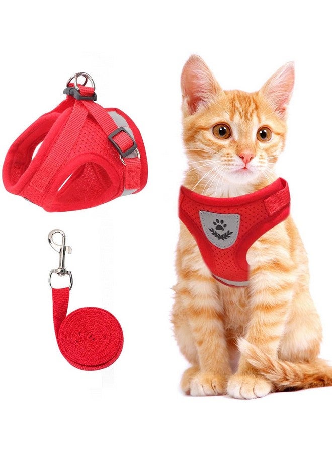 NCMAMA Cat Vest Harness and Small Dog Vest Harness for Walking, All Weather Mesh Harness, Cat Vest Harness with Reflective Strap, Step in Adjustable Harness for Small Cats (Red, XS) - Image 1