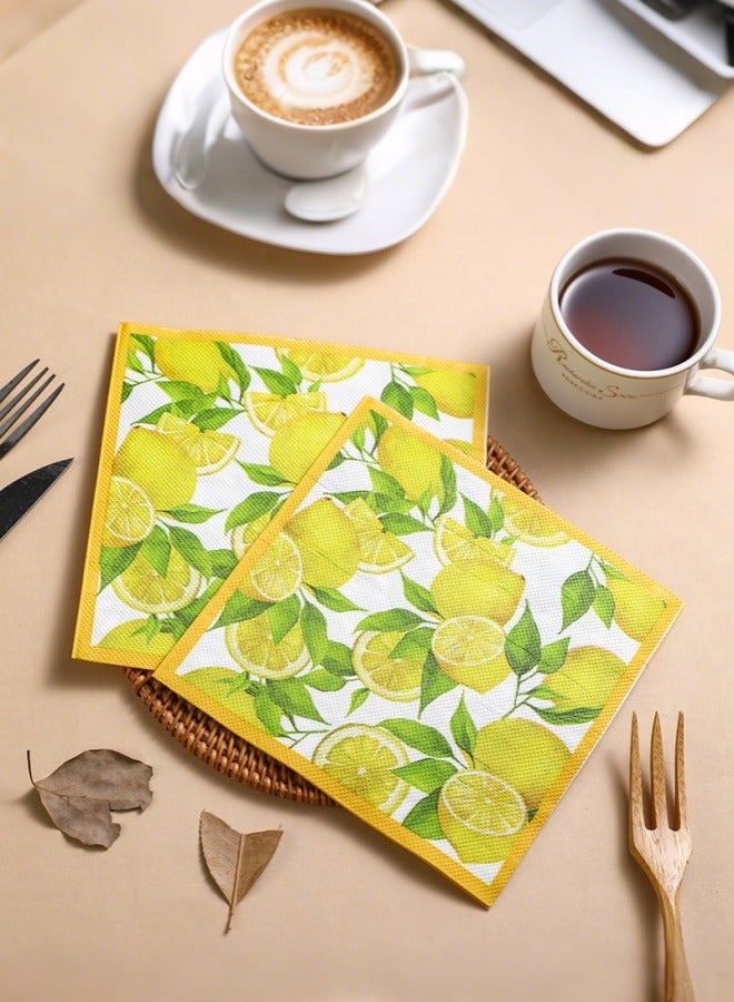 YOLOLAND Lemon Paper Napkins 40pcs Disposable Yellow Citrus Fruit Square Guest Napkins Decorative Hand Towels for Everyday Use Kids Jungle Party Hawaiian Summer Picnic Wedding Birthday - Image 3