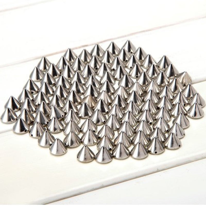 AIYUE 100pcs 10mm Silver Acrylic Bullet Spike Cone Studs, Beads, Sew On, Glue On, Stick On, DIY Garments, Bags & Shoes Embellishment - Image 5