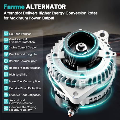 Farrme 11392 Car Alternator Fit for Honda Accord 2008-2012, for Honda Accord Crosstour 2010 3.5L V6 Automotive Replacement Alternators 31100-R70-A01, 104210-5910 Alternator 130A 6-Groove Pulley - Image 5