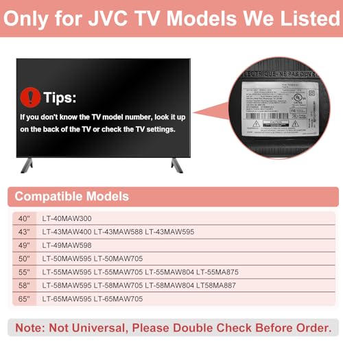 Maozhren TV Stand for JVC TV Legs, for JVC TV Stand LT55MAW595 LT58MA887 LT-55MAW705 LT-55MAW804 LT-55MA875 LT-50MAW595 LT-50MAW705 LT-58MAW595 LT65MAW595 LT-40MAW300 LT-43MAW595 with Screw, Black - Image 3