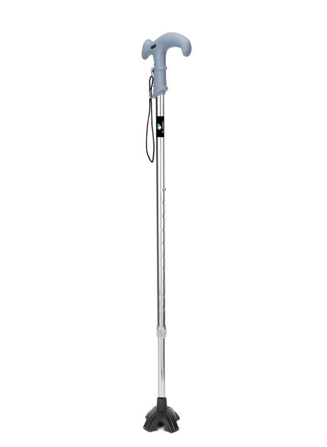 Dr. TORSO Aluminum Self Standing Base | 100% Aluminum Body | Strong and Sturdy Walking Stick | 9-Step Heigh Adjustible | Anti-Slip | Lifgt Weight | for Men/Women, Patients, Old People (Silver) - Image 4