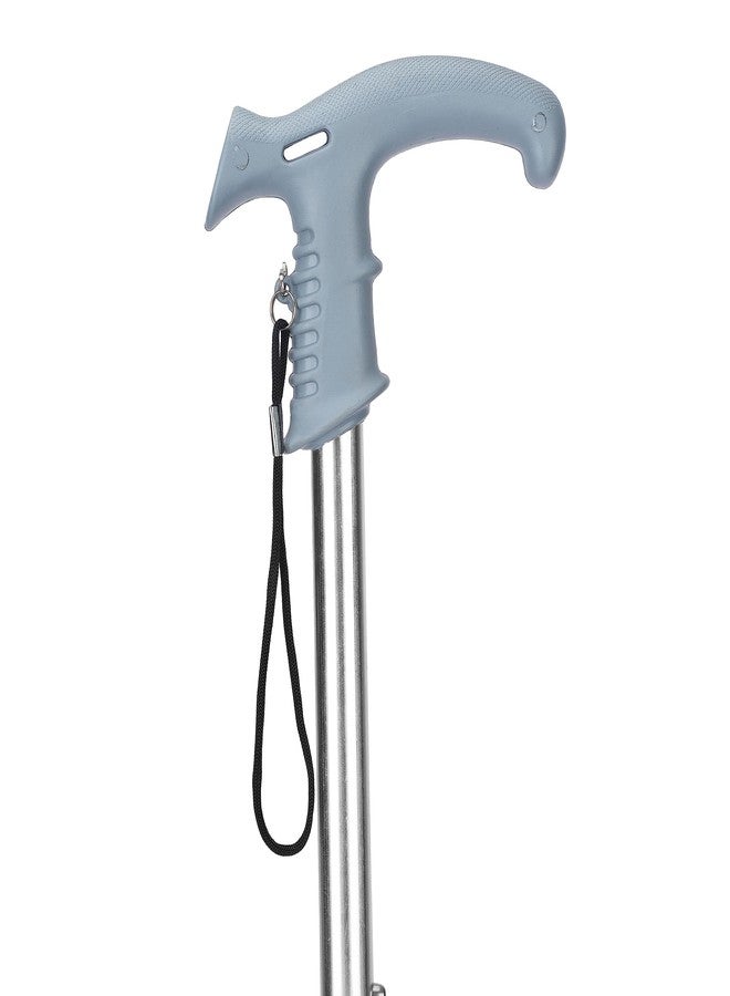Dr. TORSO Aluminum Self Standing Base | 100% Aluminum Body | Strong and Sturdy Walking Stick | 9-Step Heigh Adjustible | Anti-Slip | Lifgt Weight | for Men/Women, Patients, Old People (Silver) - Image 3